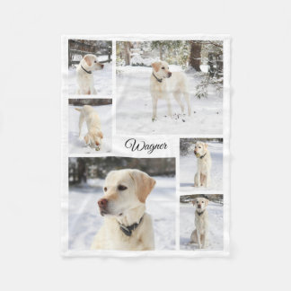 Soft cosy pet photo collage white fleece blanket