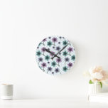 Soft Cottagecore Floral Pattern | Pastel Aesthetic Round Clock<br><div class="desc">A soft and dreamy cottagecore floral pattern featuring pastel purple and teal flowers on a subtle dotted background. This design captures a gentle, vintage garden aesthetic perfect for those who love calm, cozy, and feminine styles. Ideal for apparel, phone cases, and home decor, this cute and aesthetic floral pattern adds...</div>