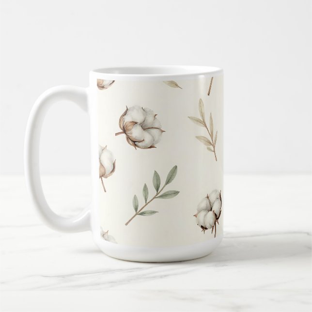 Soft Cotton Blossom Botanical Pattern Coffee Mug (Left)