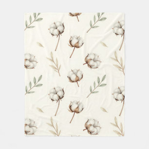 Soft Cotton Blossom Botanical Pattern Fleece Blanket