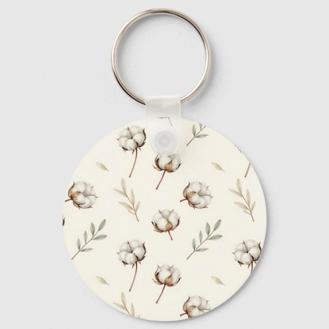 Soft Cotton Blossom Botanical Pattern Key Ring (Front)