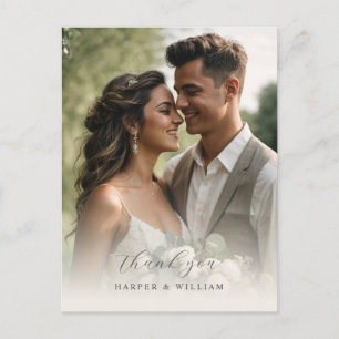 Soft cotton thank you photo wedding Postcard