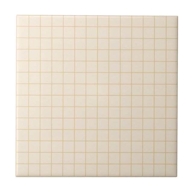 Soft Cream Chequered Pattern Retro Minimalist  Ceramic Tile (Front)