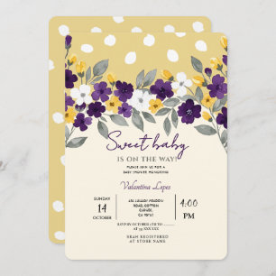 Soft Cream   Colorful Flower Baby Shower  Invitation