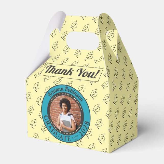 Soft Cream Photo Modern Graduation Party Thank You Favour Box (Front Side)