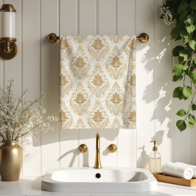 Soft Cream Towels Victorian Damask Bath Accent (Soft Cream Towels Victorian Damask Bath Accent)