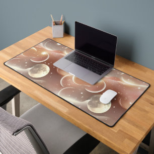 Soft Creamy Ivory Peach Celestial Moon Desk Mat