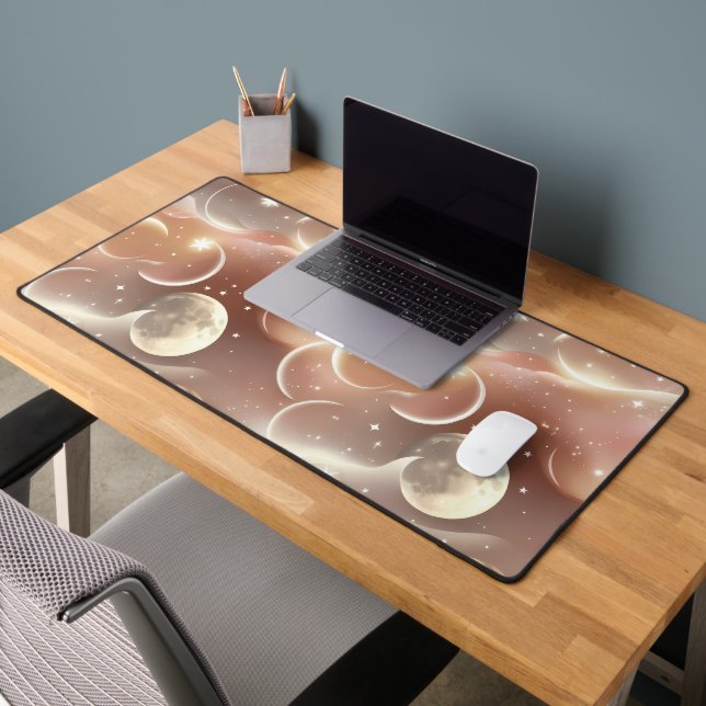 Soft Creamy Ivory Peach Celestial Moon Desk Mat (Office 2)