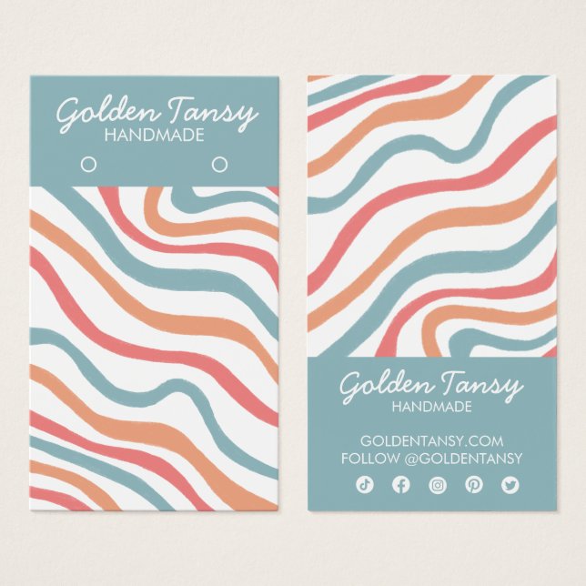 Soft Curves Blue Earring Jewellery Display Card (Front & Back)