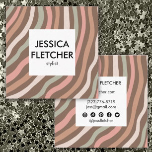 Soft  Curves Earthy Neutral Minimalist Social Icon Square Business Card