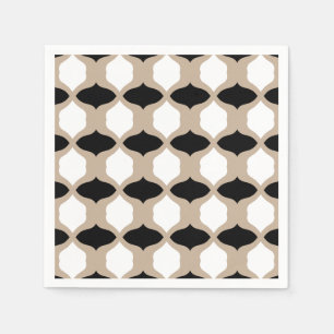 Soft Curves Pattern - Taupe, Black and White Napkin