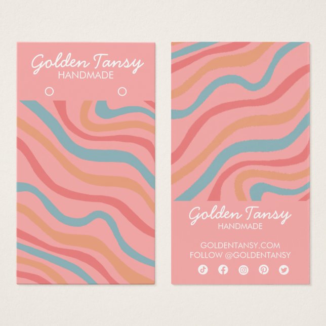 Soft Curves Pink Earring Jewellery Display Card (Front & Back)