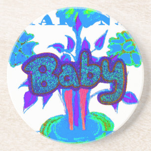 Soft Cyan Blue Flower Art: A Baby's Touch. Coaster