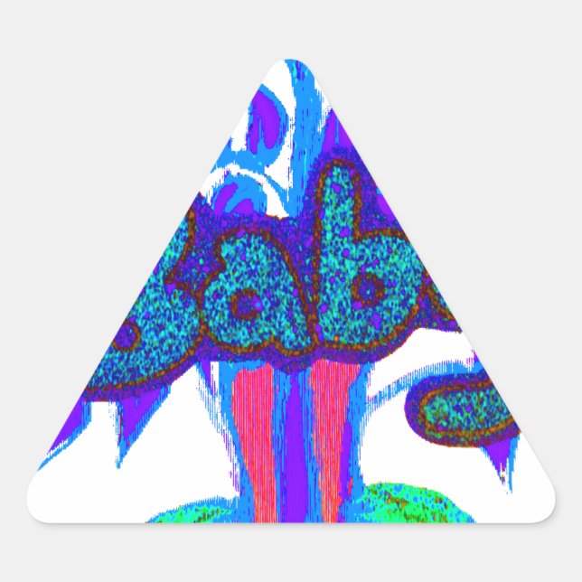 Soft Cyan Blue Flower Art: A Baby's Touch.  Triangle Sticker (Front)