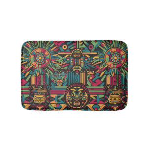 Soft Cyan "Eclipsed Suns and Pyramids" Bath Mat