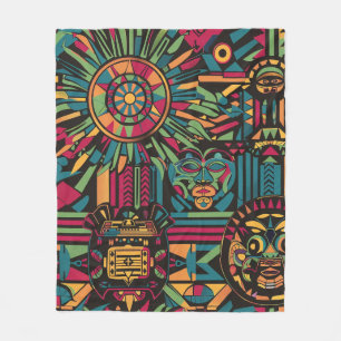 Soft Cyan "Eclipsed Suns and Pyramids Design" Plus Fleece Blanket