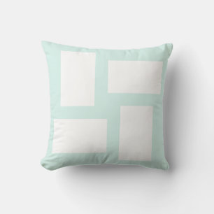 Soft Cyan Green Pastel & White Abstract Design Cushion