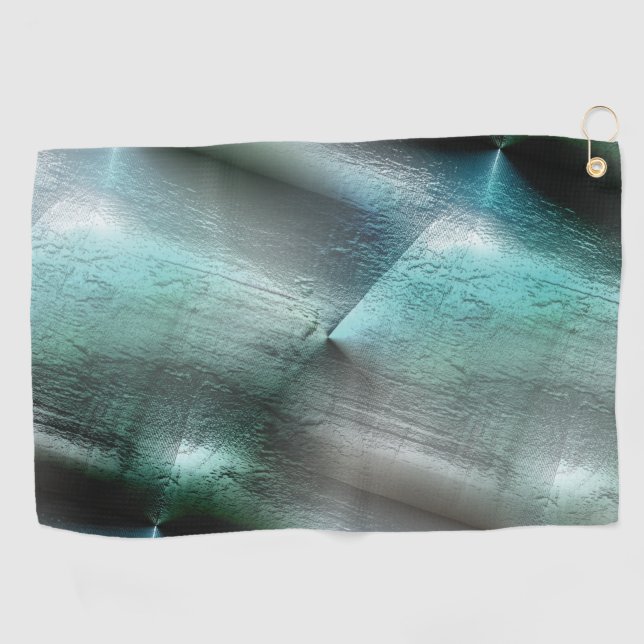 Soft cyan grey rocky texture with digital details  golf towel (Horizontal)