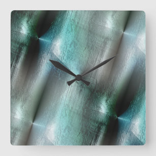 Soft cyan grey rocky texture with digital details  square wall clock
