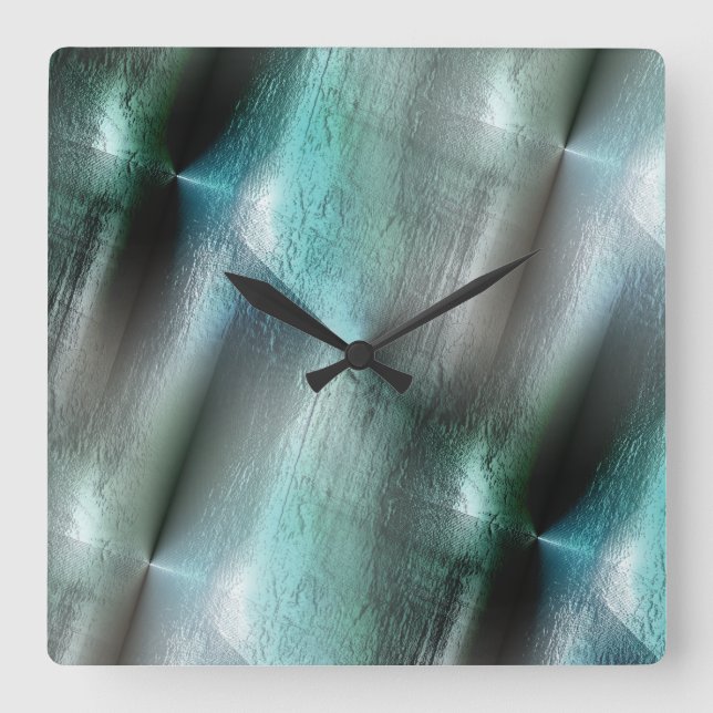 Soft cyan grey rocky texture with digital details  square wall clock (Front)
