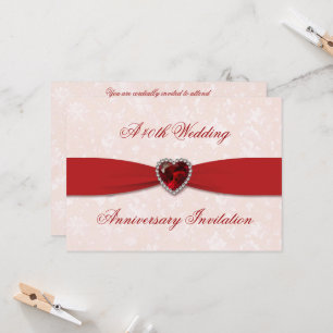 Soft Damask 40th Wedding Anniversary 5x7¨ Invite