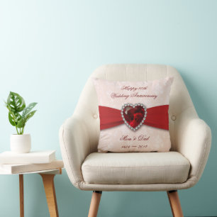Soft Damask 40th Wedding Anniversary Throw Pillow