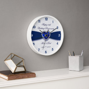 Soft Damask 45th Wedding Anniversary Clock