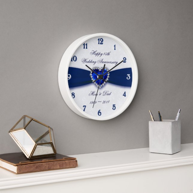 Soft Damask 45th Wedding Anniversary Clock (Office)