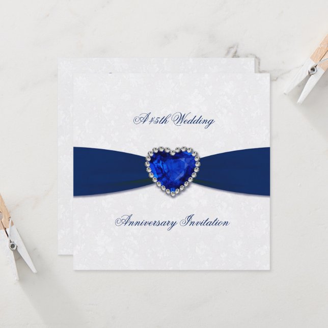 Soft Damask 45th Wedding Anniversary Invite (Front/Back In Situ)