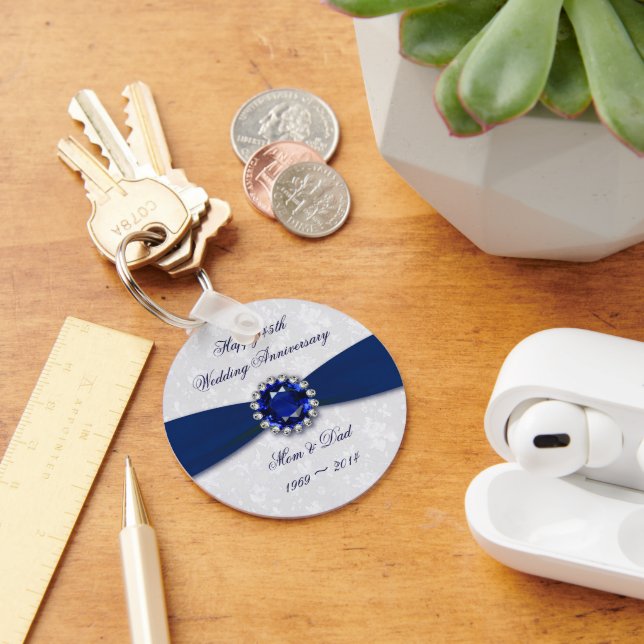 Soft Damask 45th Wedding Anniversary Key Chain (Desk)