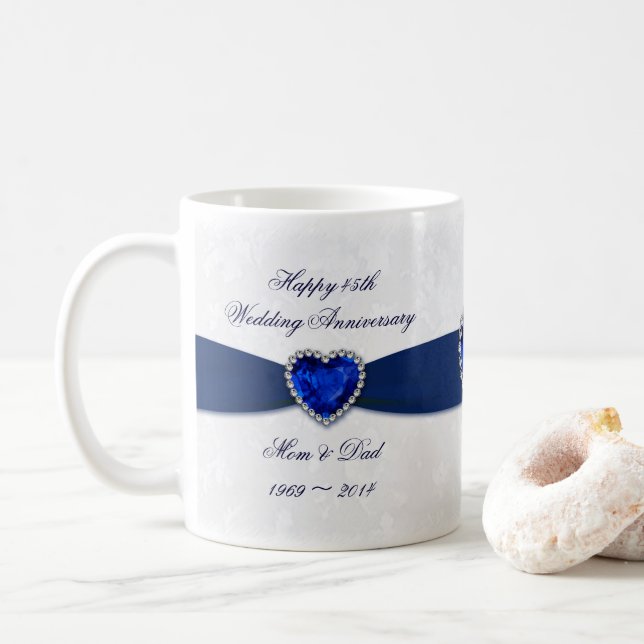 Soft Damask 45th Wedding Anniversary Mug (With Donut)