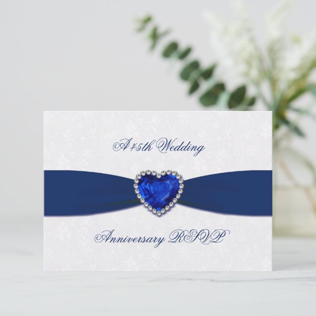 Soft Damask 45th Wedding Anniversary RSVP Card (Standing Front)