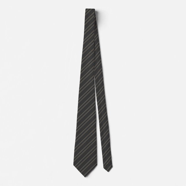 Soft Dark Charcoal Deep Grey Pinstripe Pattern Tie (Front)