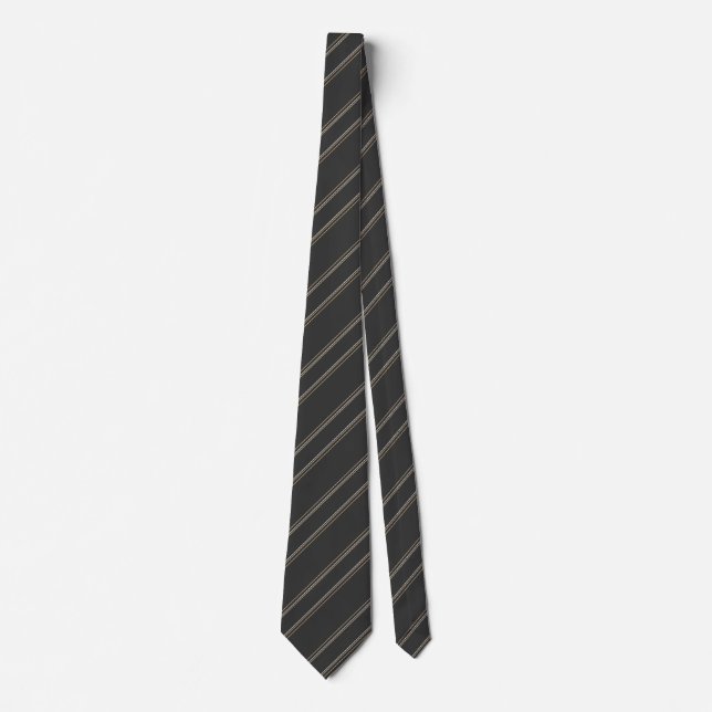 Soft Dark Charcoal Deep Grey Pinstripe Pattern Tie (Front)