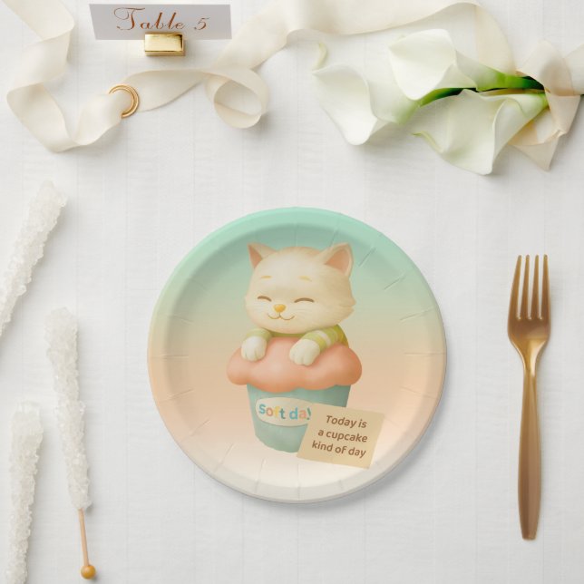 Soft Day: Today is a Cupcake Kind of Day Art Paper Plate (Wedding)