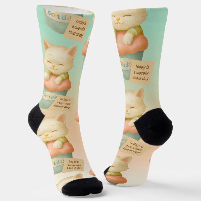Soft Day: Today is a Cupcake Kind of Day Art Socks (Angled)