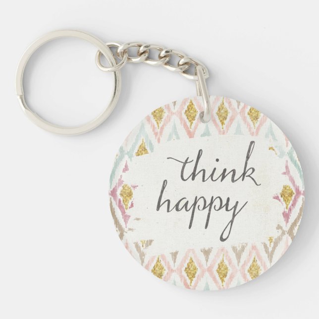 Soft Deco V | Think Happy Key Ring (Front)