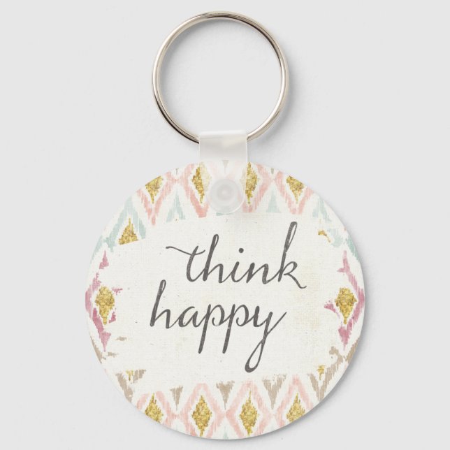 Soft Deco V | Think Happy Key Ring (Front)