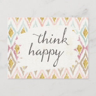 Soft Deco V Think Happy Postcard