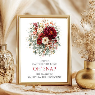 Soft Deep Red Boho Eucalyptus Oh Snap Tabletop Poster