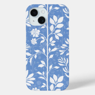 Soft Denim Blue Floral Poetic Botanical iPhone 15 Case
