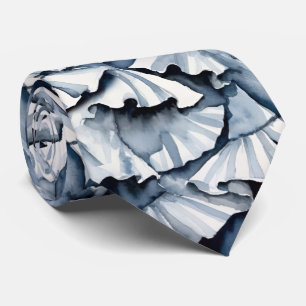 Soft Denim Blue Watercolor Ruffles Tie