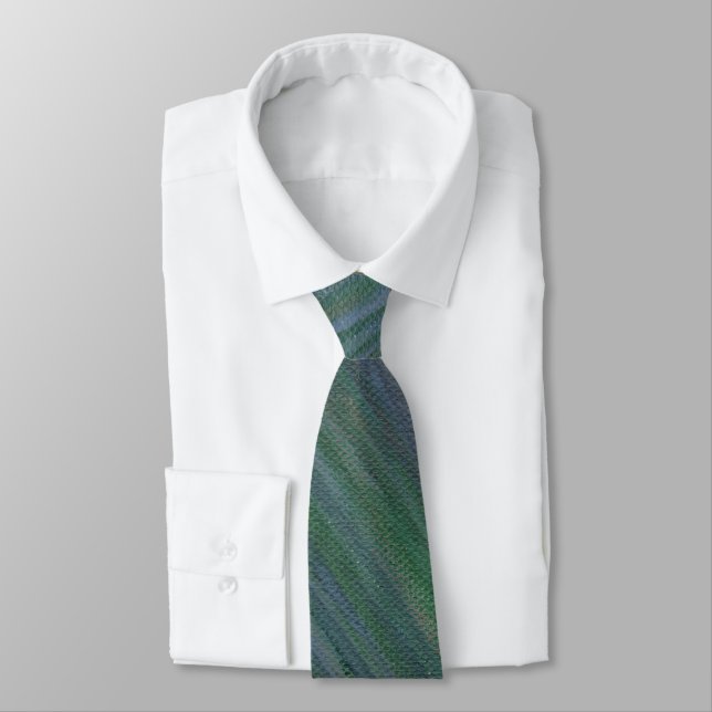 Soft Diagonal Stripes/blue and greens Tie (Tied)