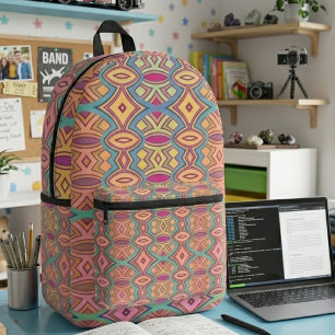 Soft Diamond & Oval Symmetry Printed Backpack