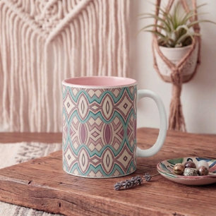 Soft Diamond & Oval Symmetry Two-Tone Coffee Mug