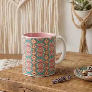 Soft Diamond & Oval Symmetry Two-Tone Coffee Mug
