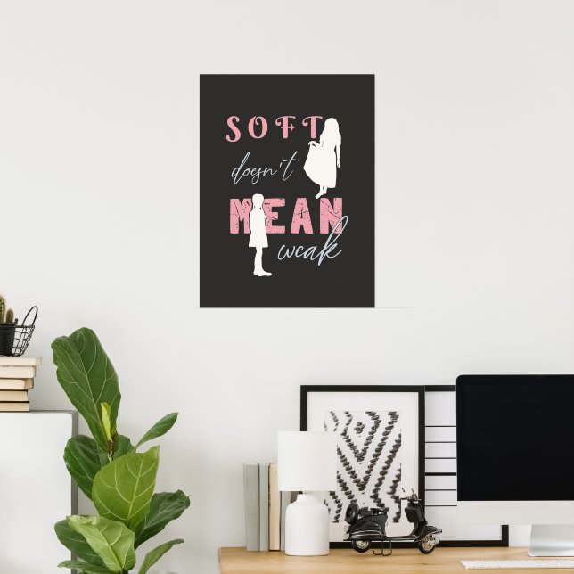 Soft Doesn’t Mean Weak Dark Minimalist Poster (Home Office)
