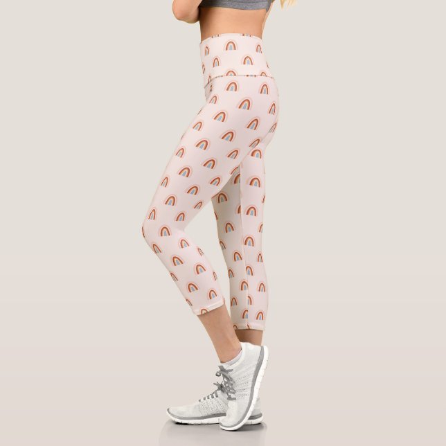 Soft Doodle Rainbow Pattern Capri Leggings (Left)