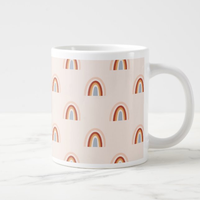 Soft Doodle Rainbow Pattern Large Coffee Mug (Right)