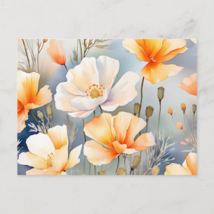 Soft Dreamy Background with Poppy Flowers Postcard